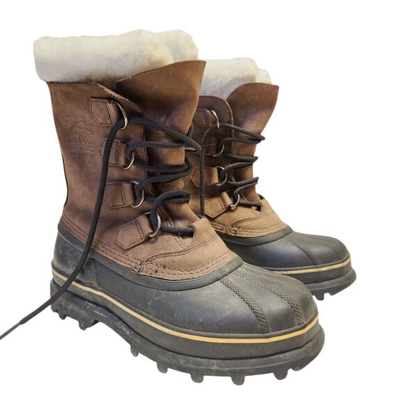Sorel Womens Caribou Leather Upper Faux Fur Lace Up Winter Duck Boots US 7 - Picture 2 of 8